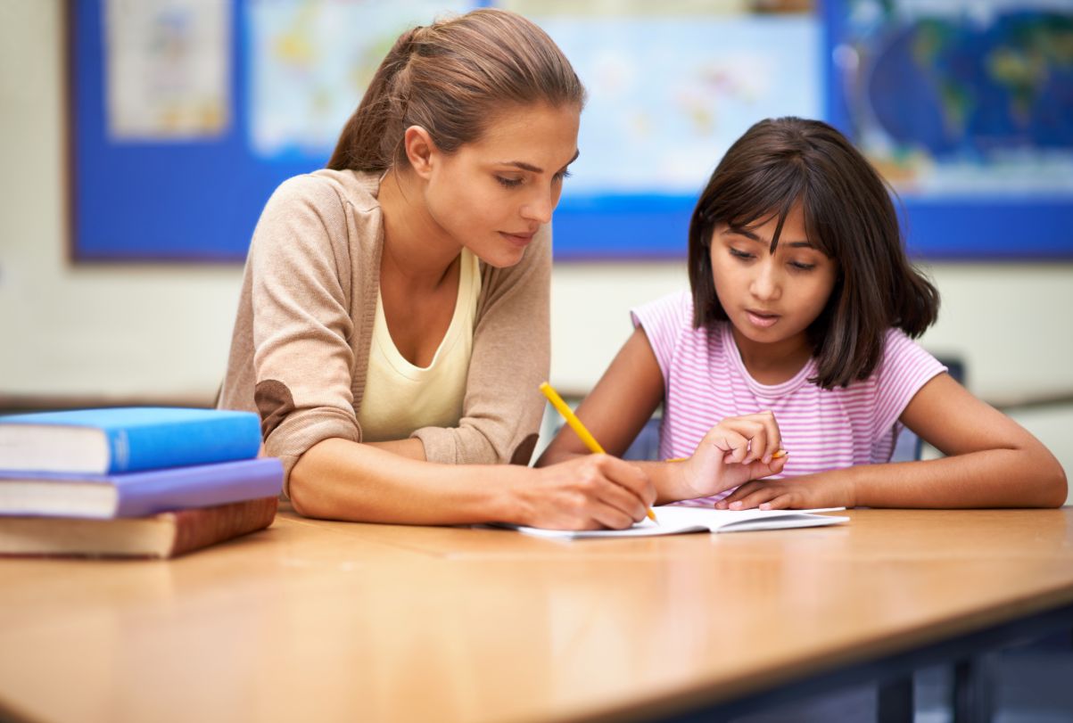 Two girls studying